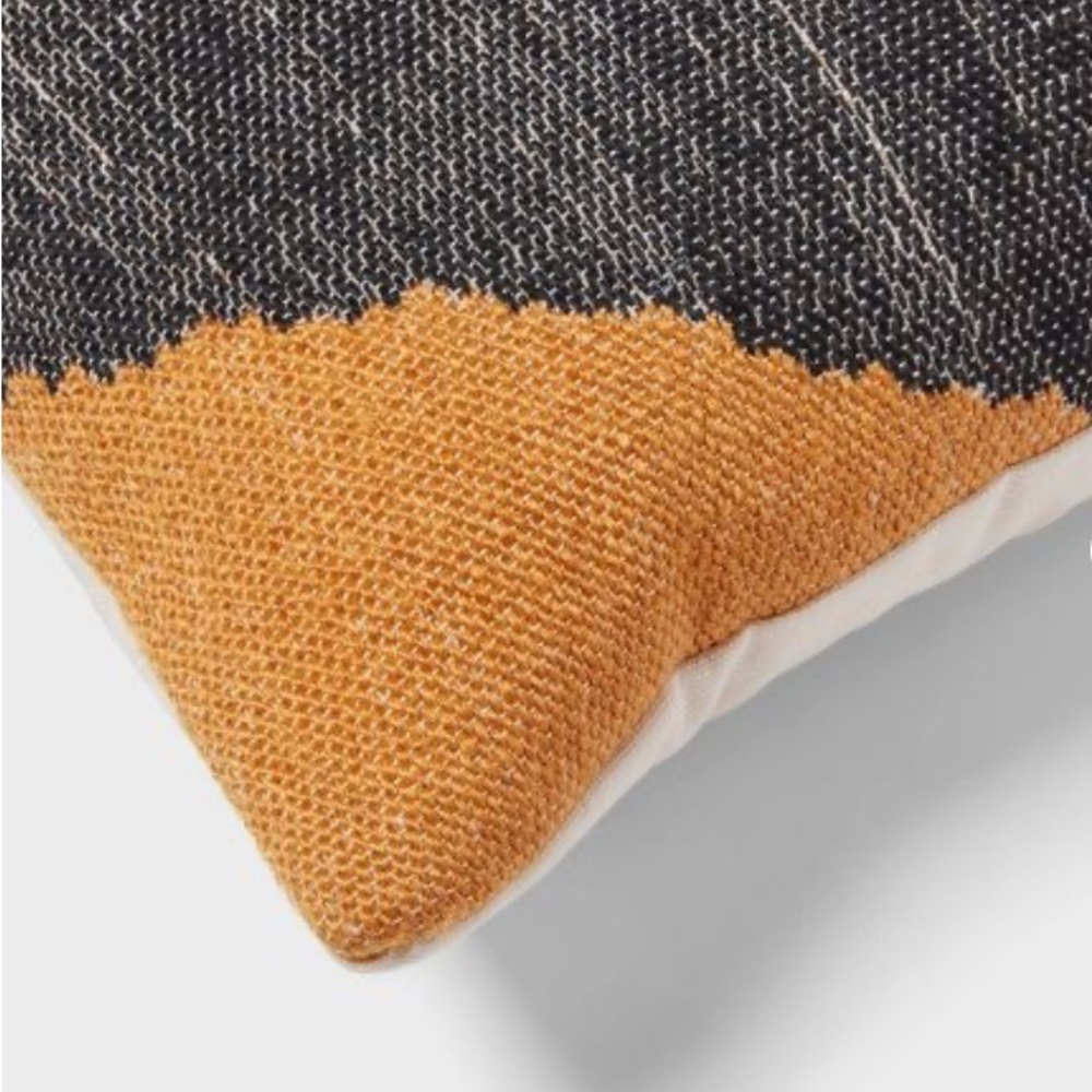 Mod Abstract Woven Colorblock Oblong Pillow Ivory/Green/Gold Jacquard Rectangle - Picture 4 of 4